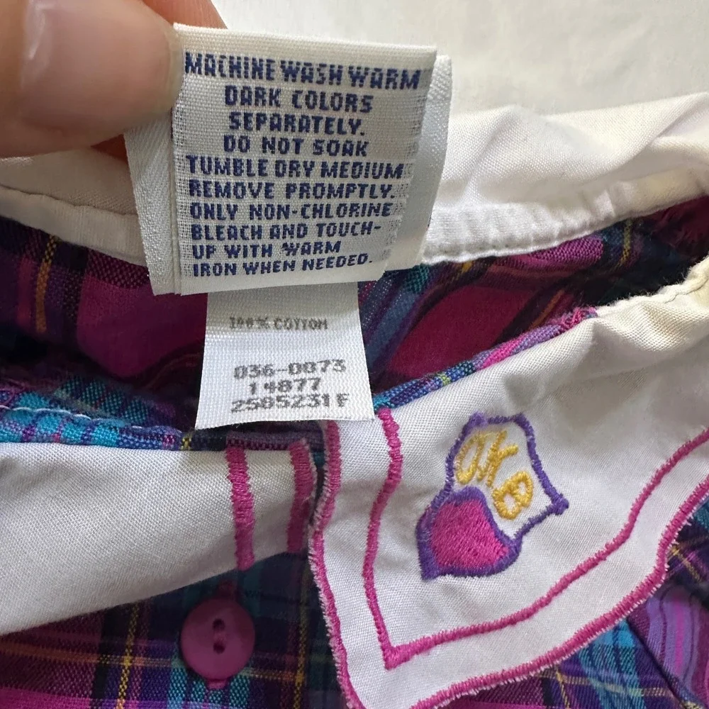 Vintage OshKosh B'gosh Baby Girl‎ Plaid Romper 24M Pink 90s Made in USA Jumpsuit